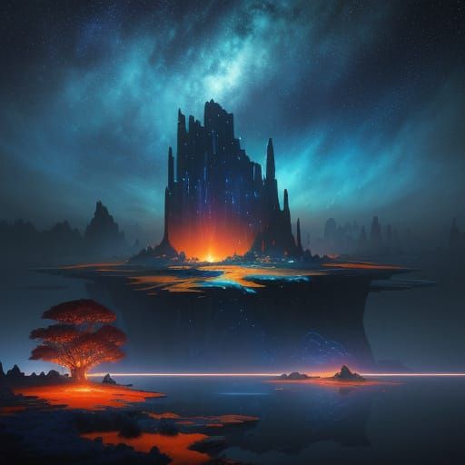 Surreal Planetary Dreamscape in Vibrant, Electric Hues