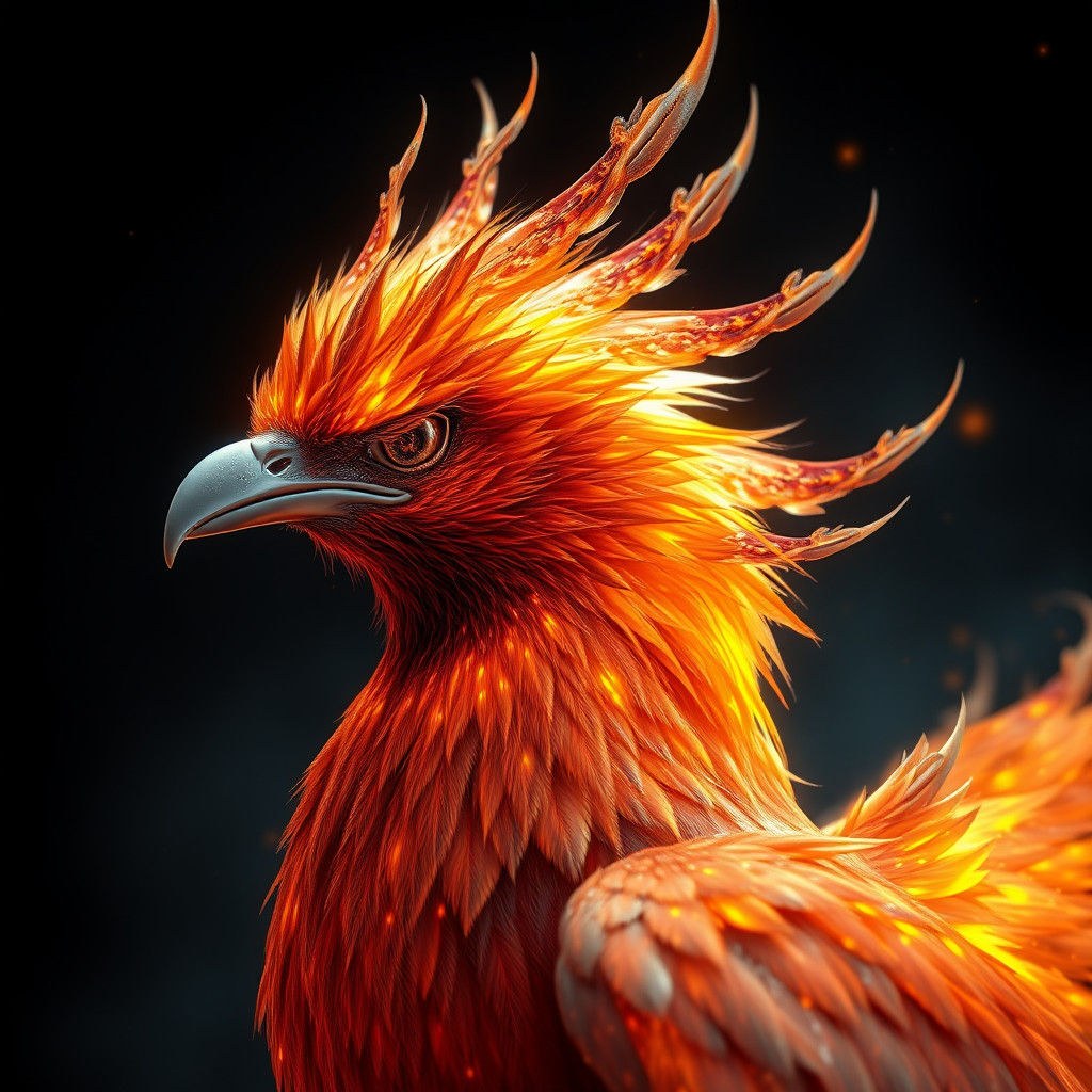 Photorealistic Firebird Portrait in Digital Art Style