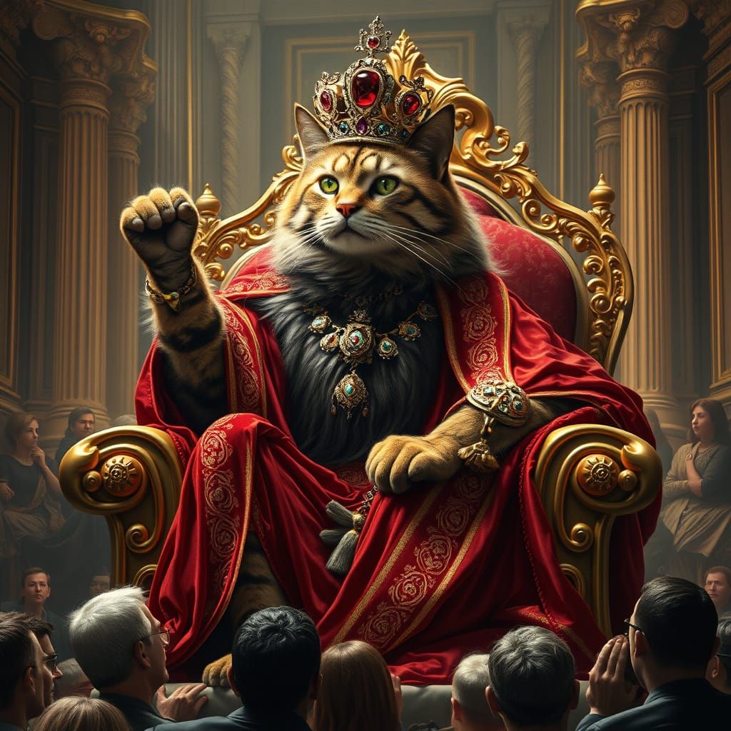 Regal Feline Monarch Exudes Supreme Authority in Lavish Baro...