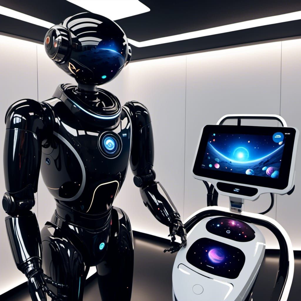 Futuristic Robot Butler in Modern Style