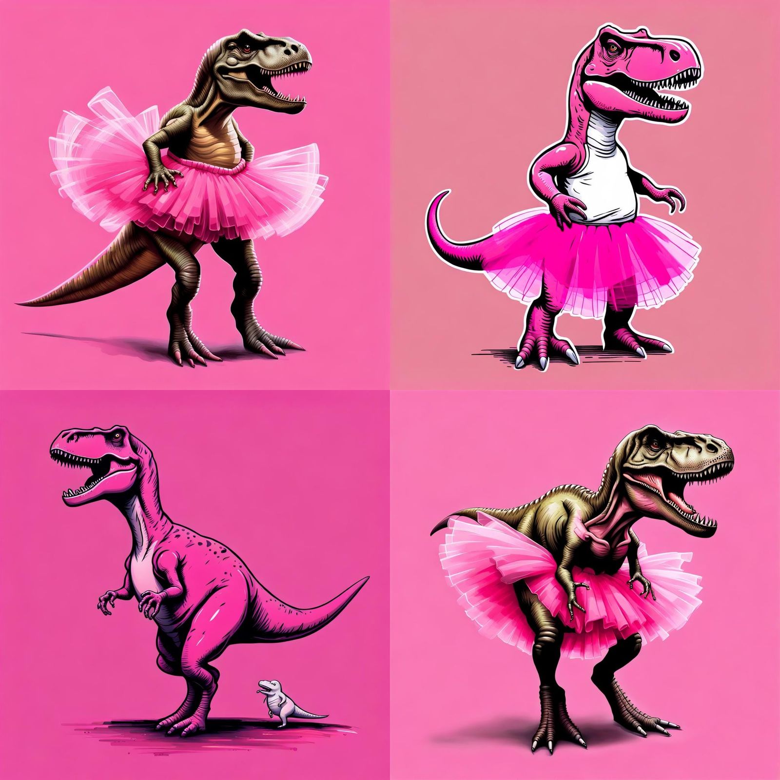 T-Rex in Pink Tutu: A Humorous Image