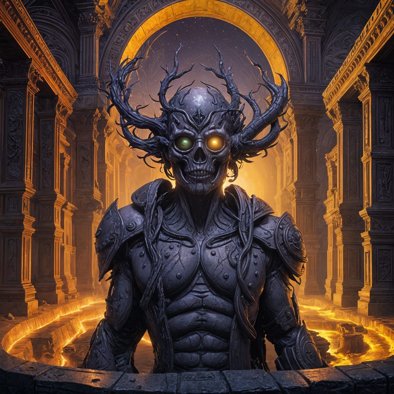 Dark Fantasy Mindscape by Rutkowski, Mucha, Grimmer