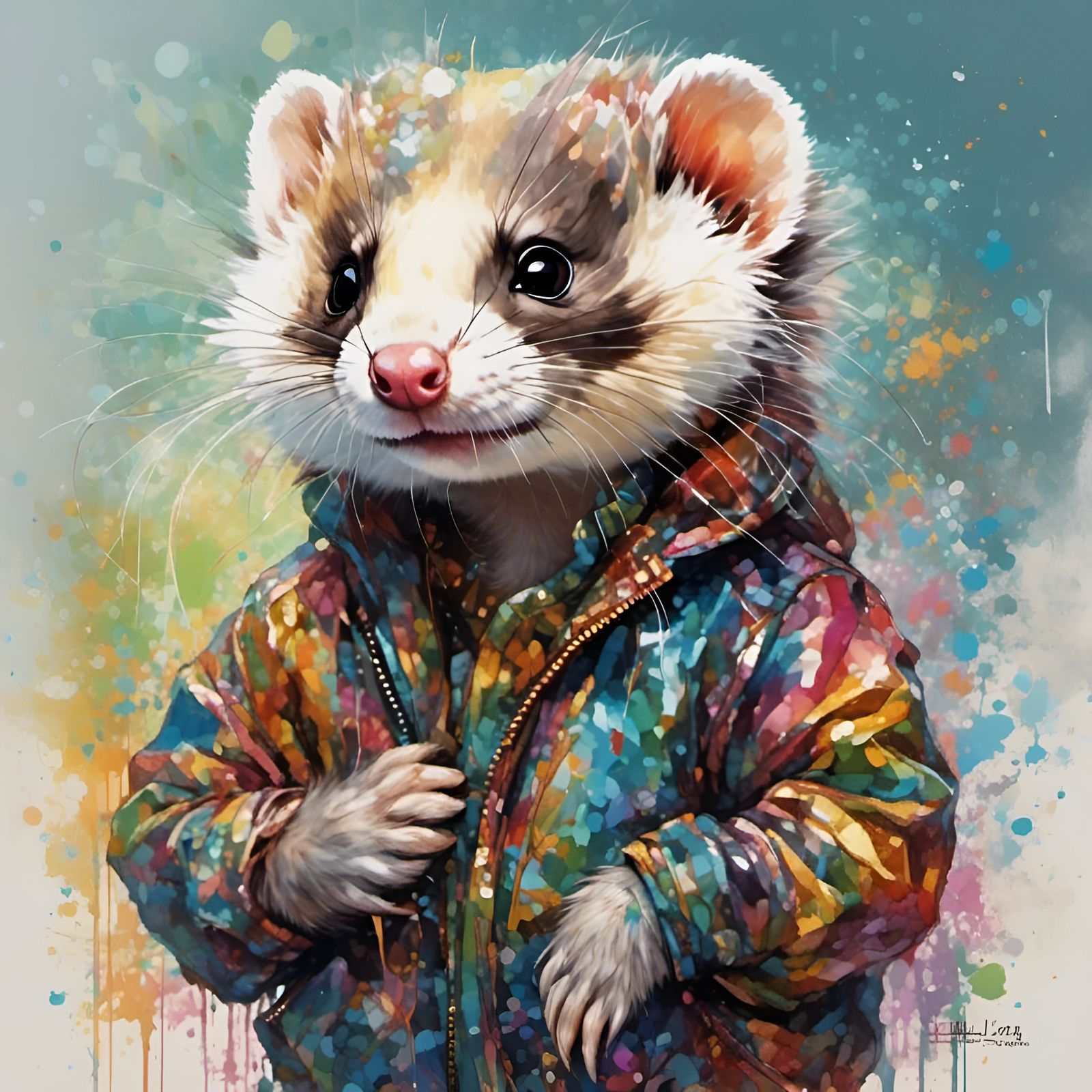 Colorful Ferret Generated by AI