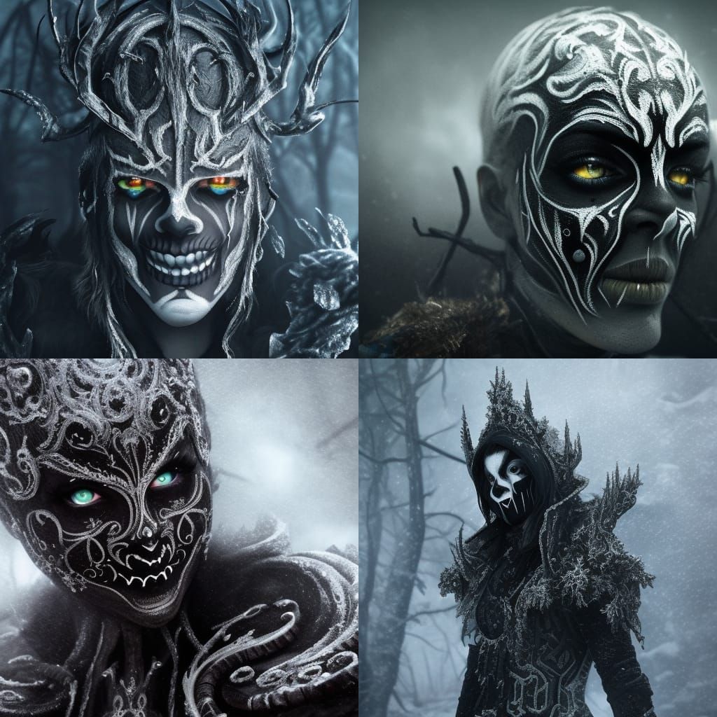 Hyperrealistic Black Metal Portrait in Frost Palette