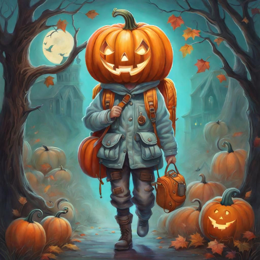 Nervous Ghost with Pumpkin Backpack in Pastel