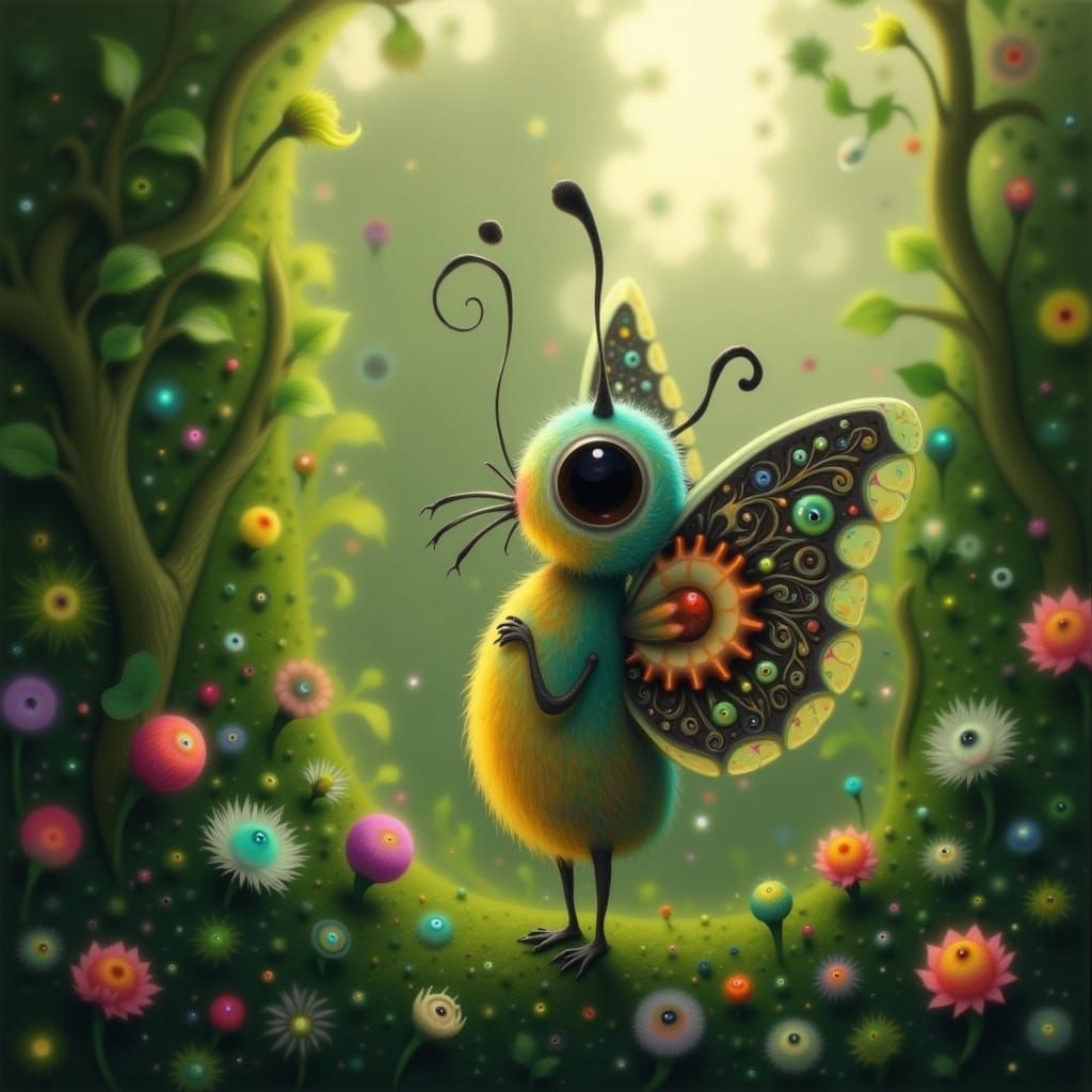 Butterfly Lost in Maze Garden, Dreamy Art