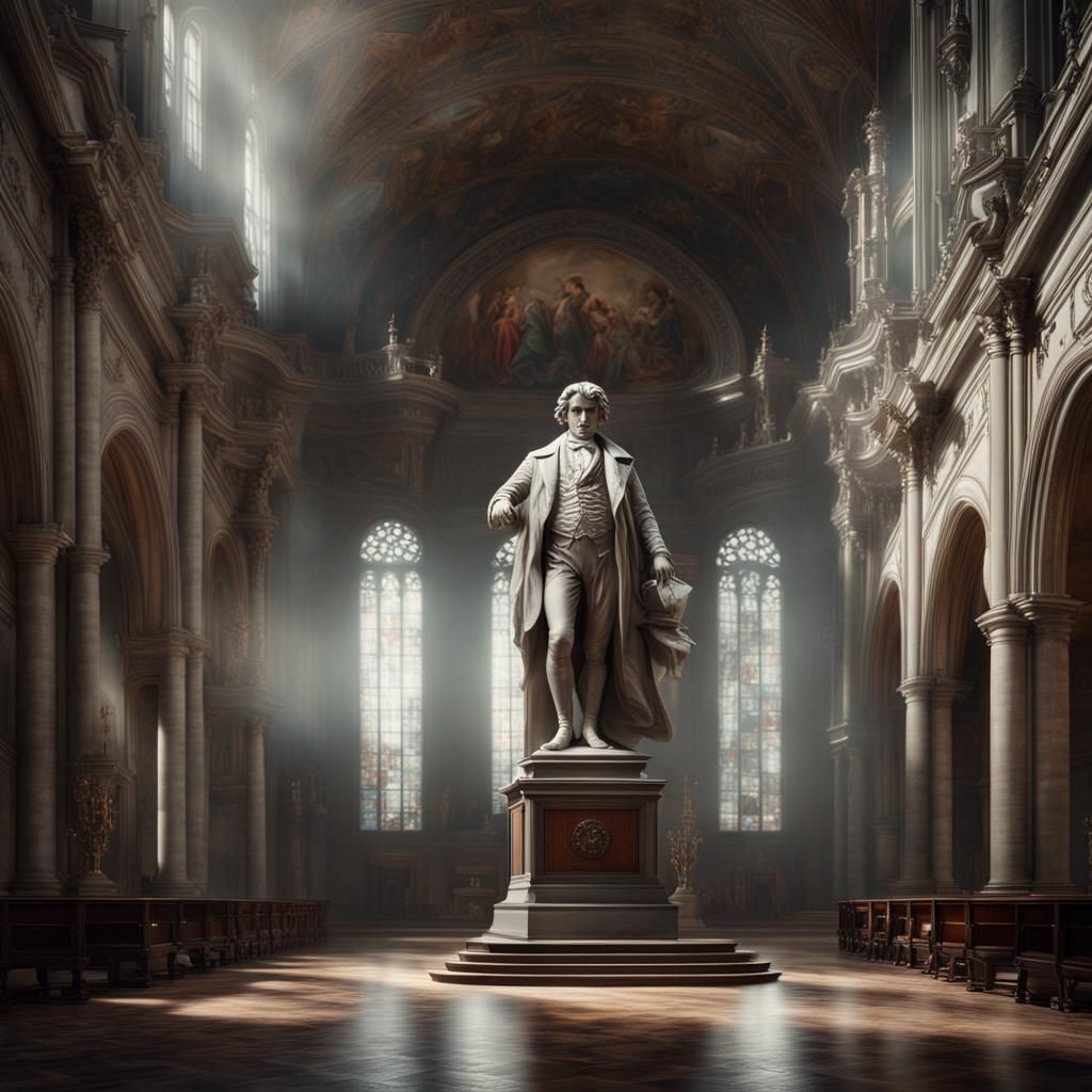 Beethoven Statue in Cathedral: Digital Matte Painting