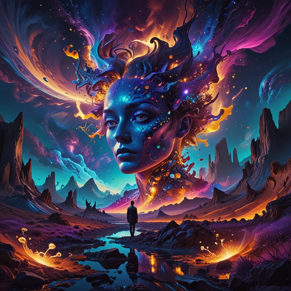 Ethereal Cosmic Being in a Dreamlike Universe