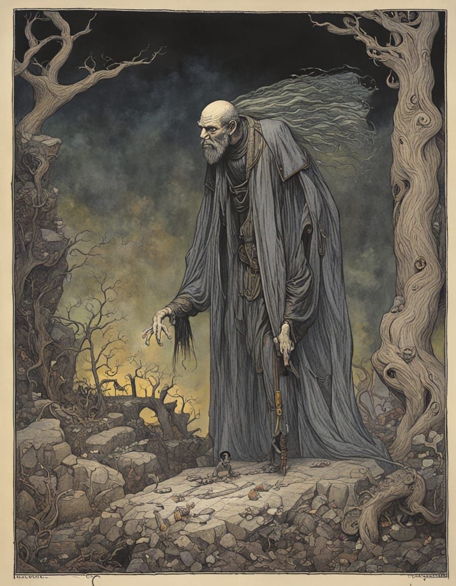 Gorey and Rackham Style Incubus Illustration