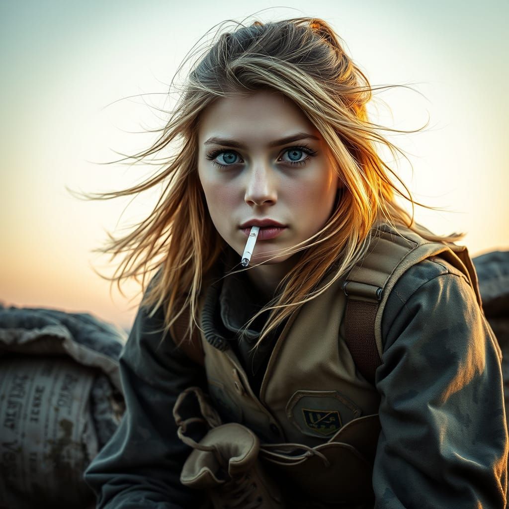 Ukrainian Warrior in Combat, Fierce Determination