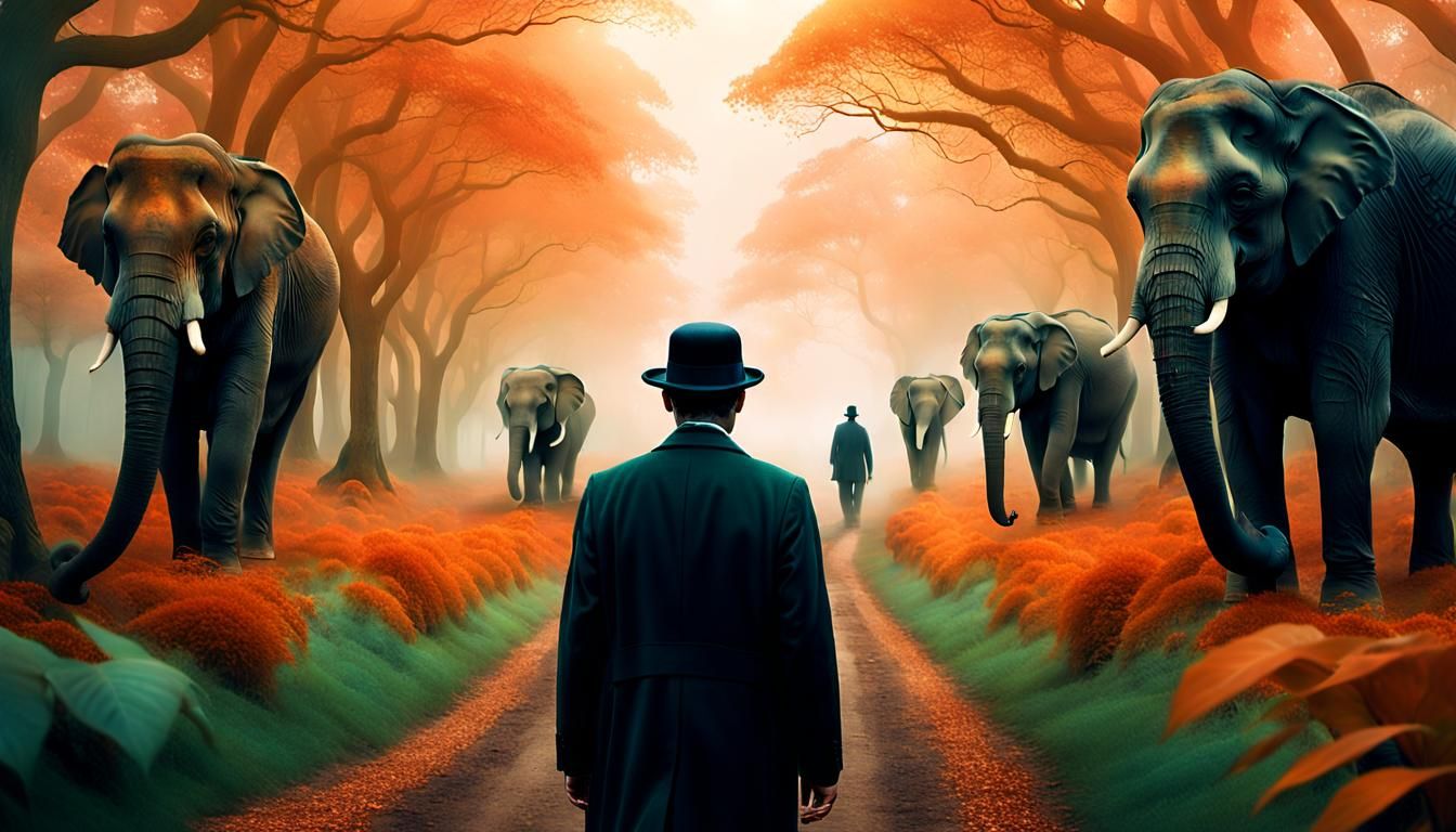 Magritte-Inspired Surreal Forest Path in Digital Matte Paint...