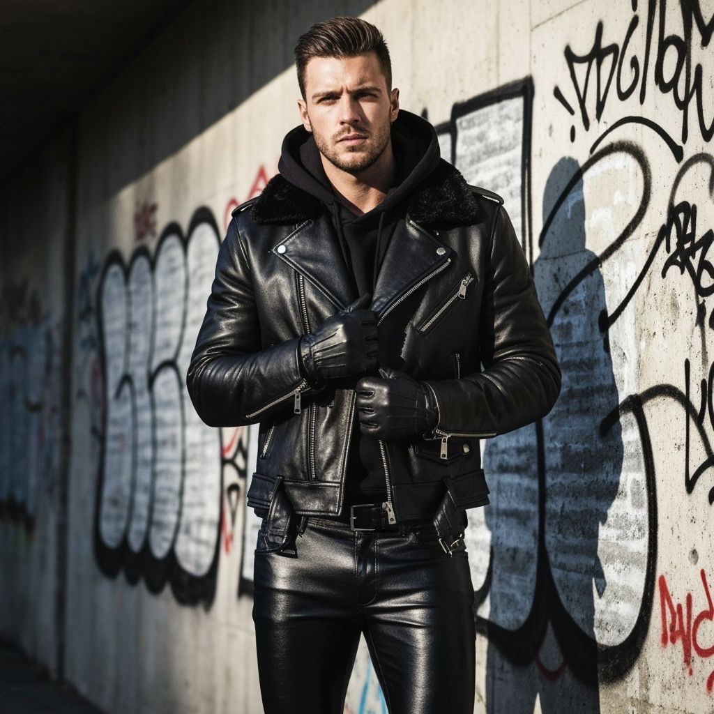 Masculine Portrait in Leather Outfit