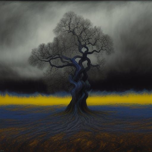 Dreamlike Landscape in Bold, Vibrant Oil Painting