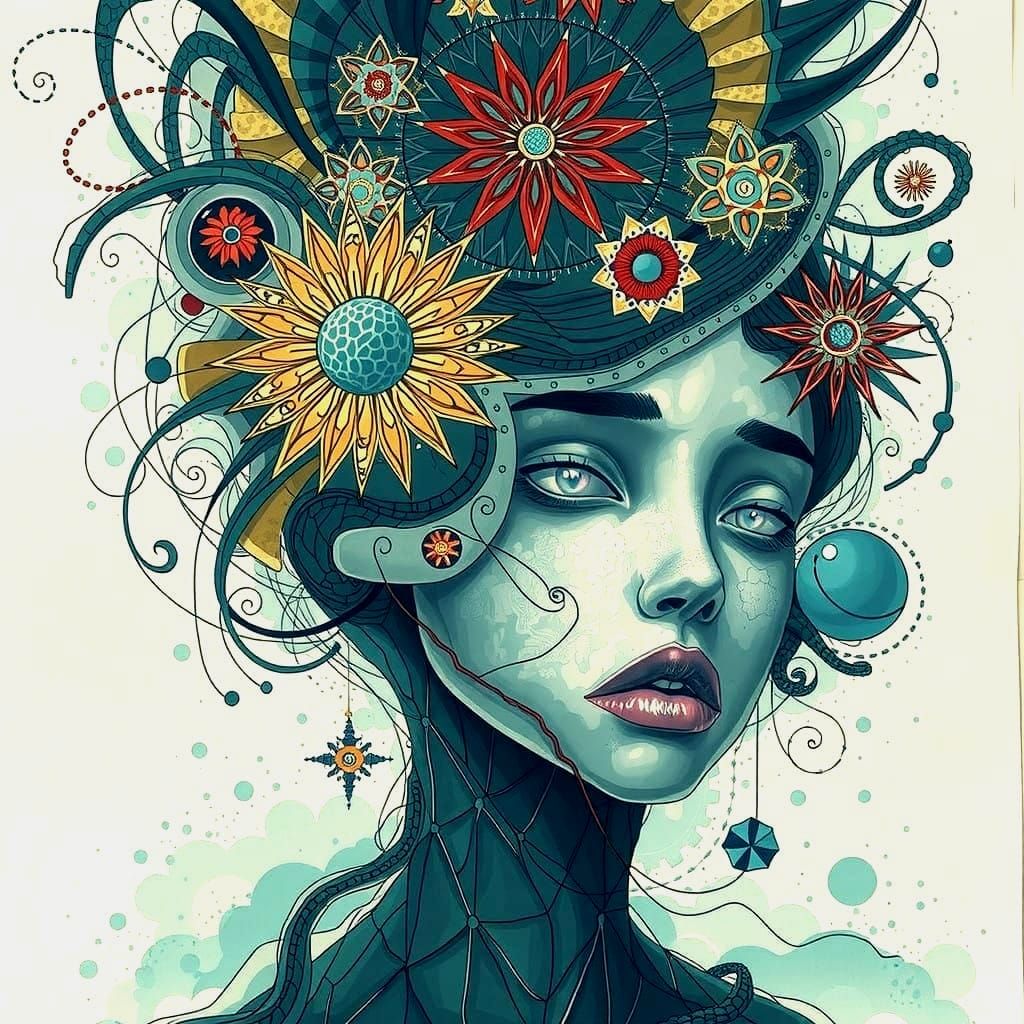 Vibrant Abstract Forms in Malicious Manga Style