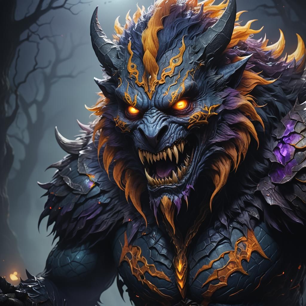 Terrifying Dark Fantasy Monster Portrait on Halloween