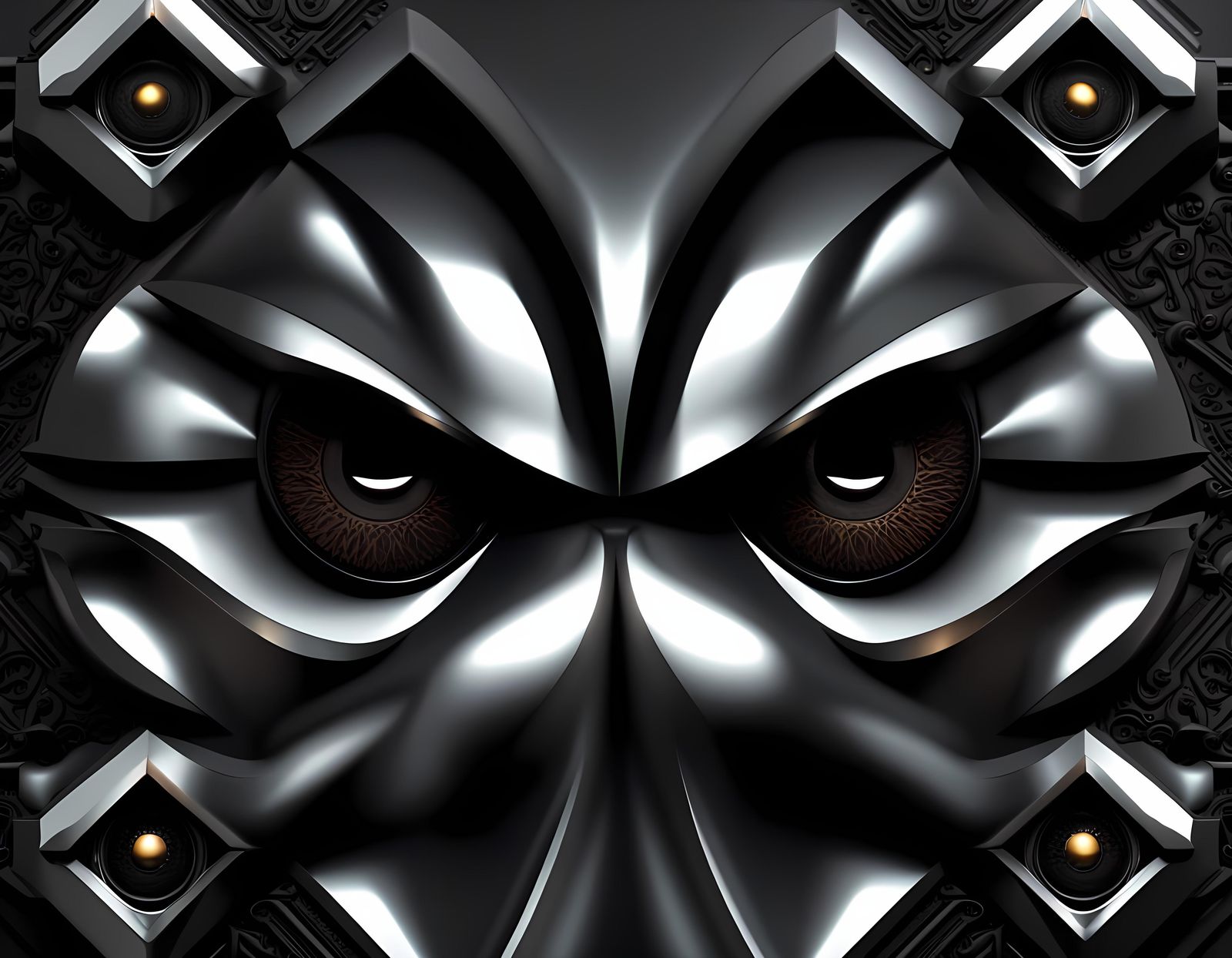 Symmetrical Eyes on Black Background in 8K HD