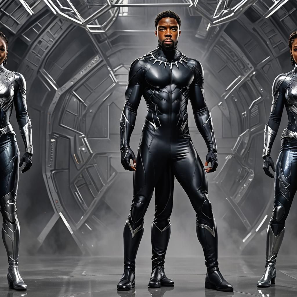 Sci-Fi Black Panther Illustration in Comic Book Style