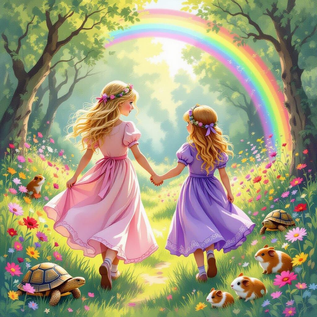 Girls in Forest Inspired by Beatrix Potter