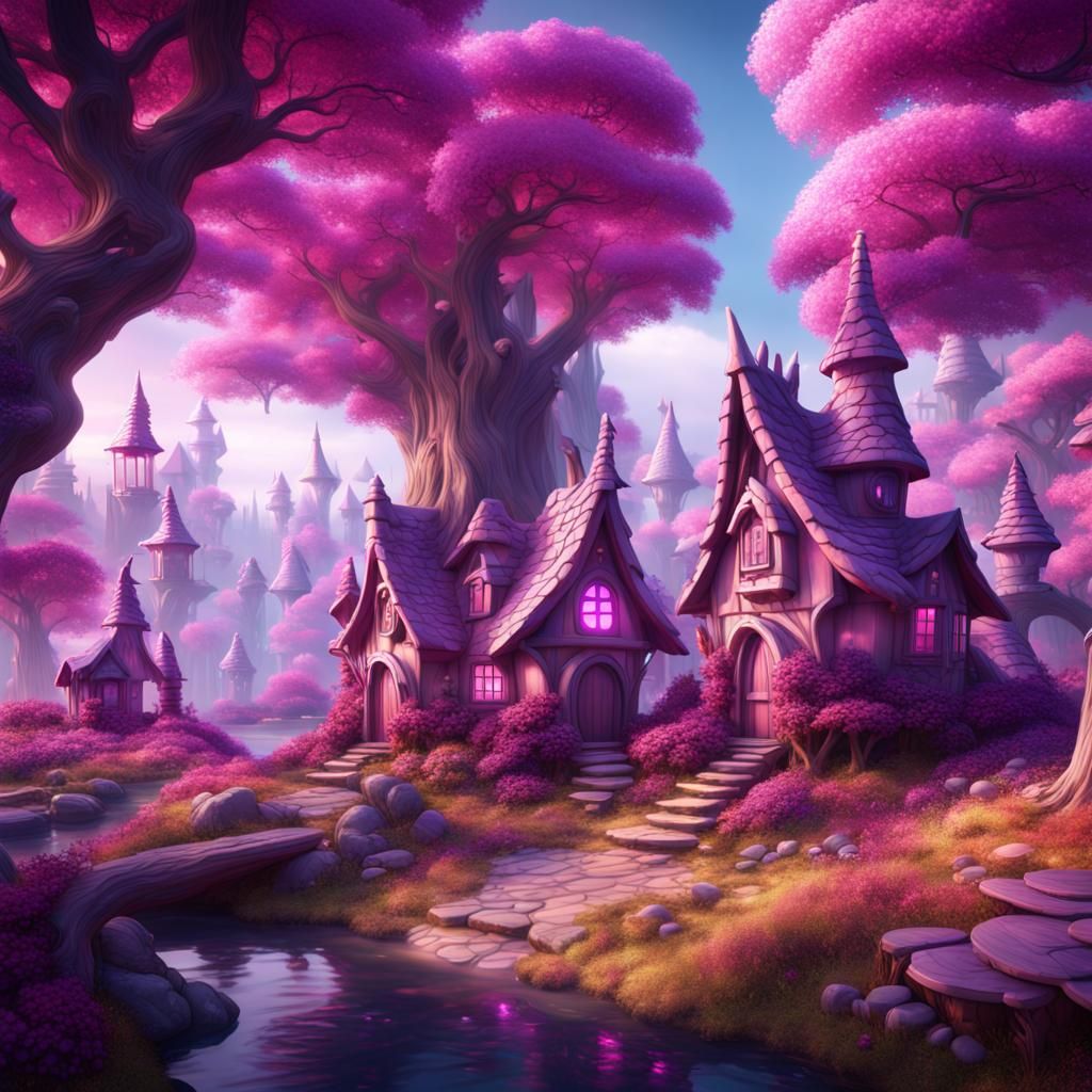 Enchanted Fairy Village with Crystal Houses