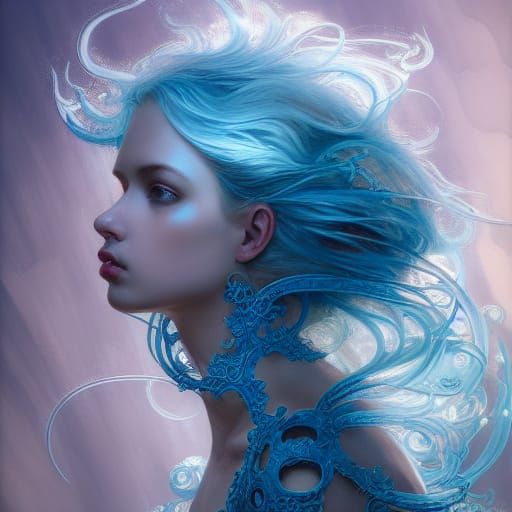 Aquamarine Splash in Rococo Style