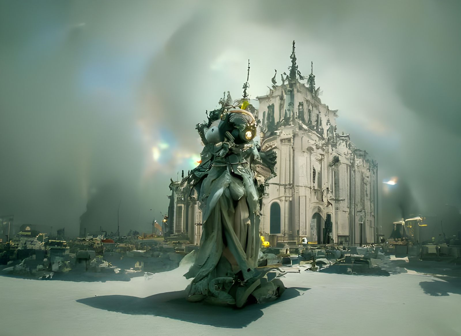 Majestic Cathedral with Angel Statue in Baroque Rococo Style