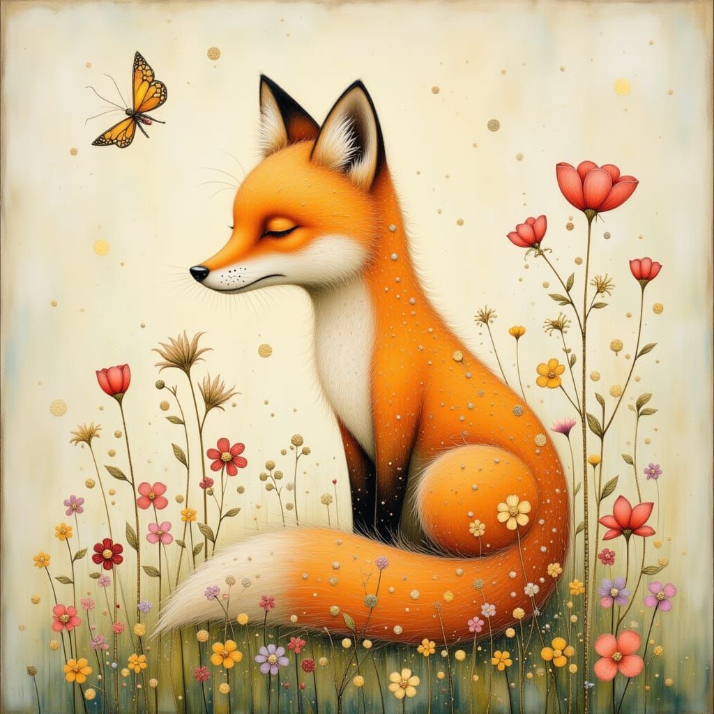 Whimsical Fox in Shadowy Whimsy Style