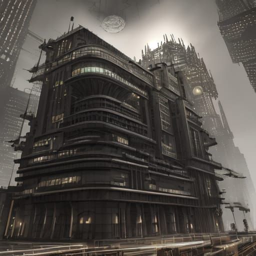 Dieselpunk Metropolis in Charcoal