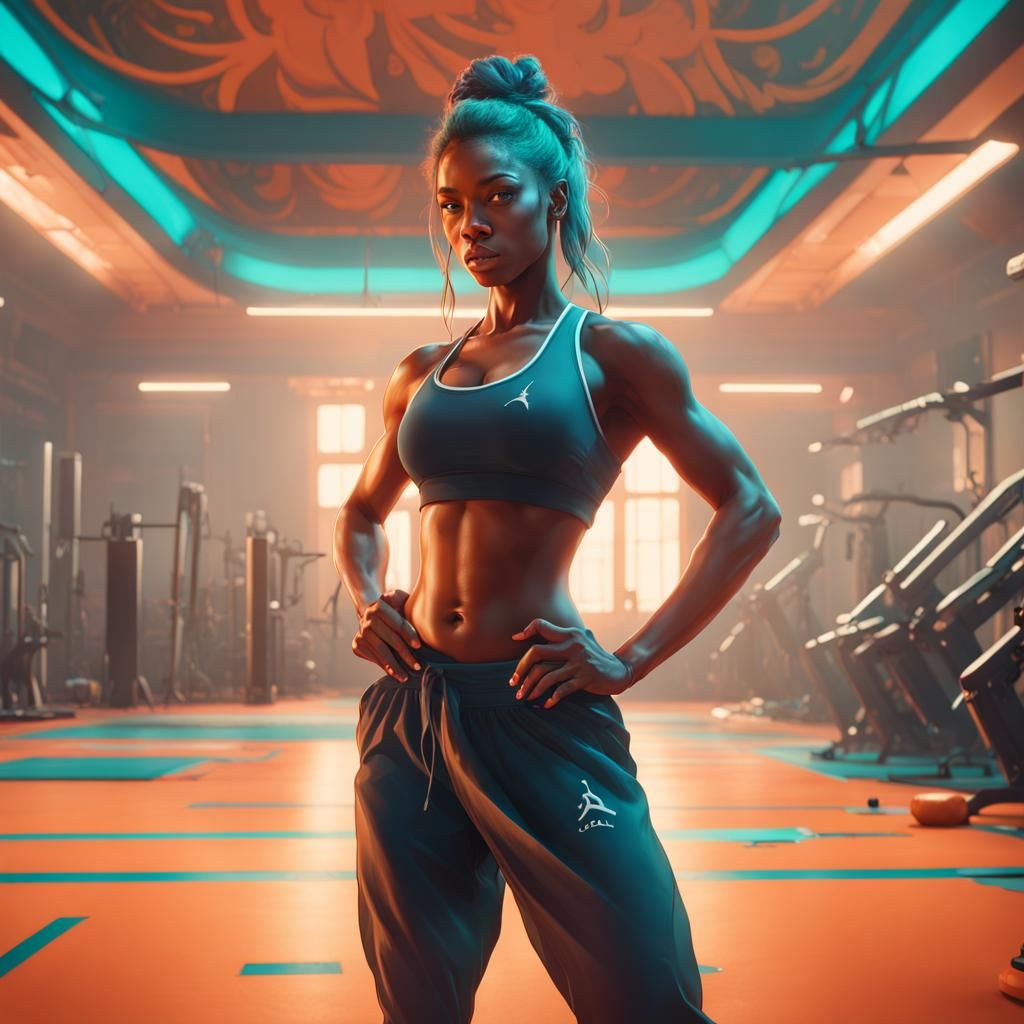 Gym Advertisement Poster in Art Nouveau Style