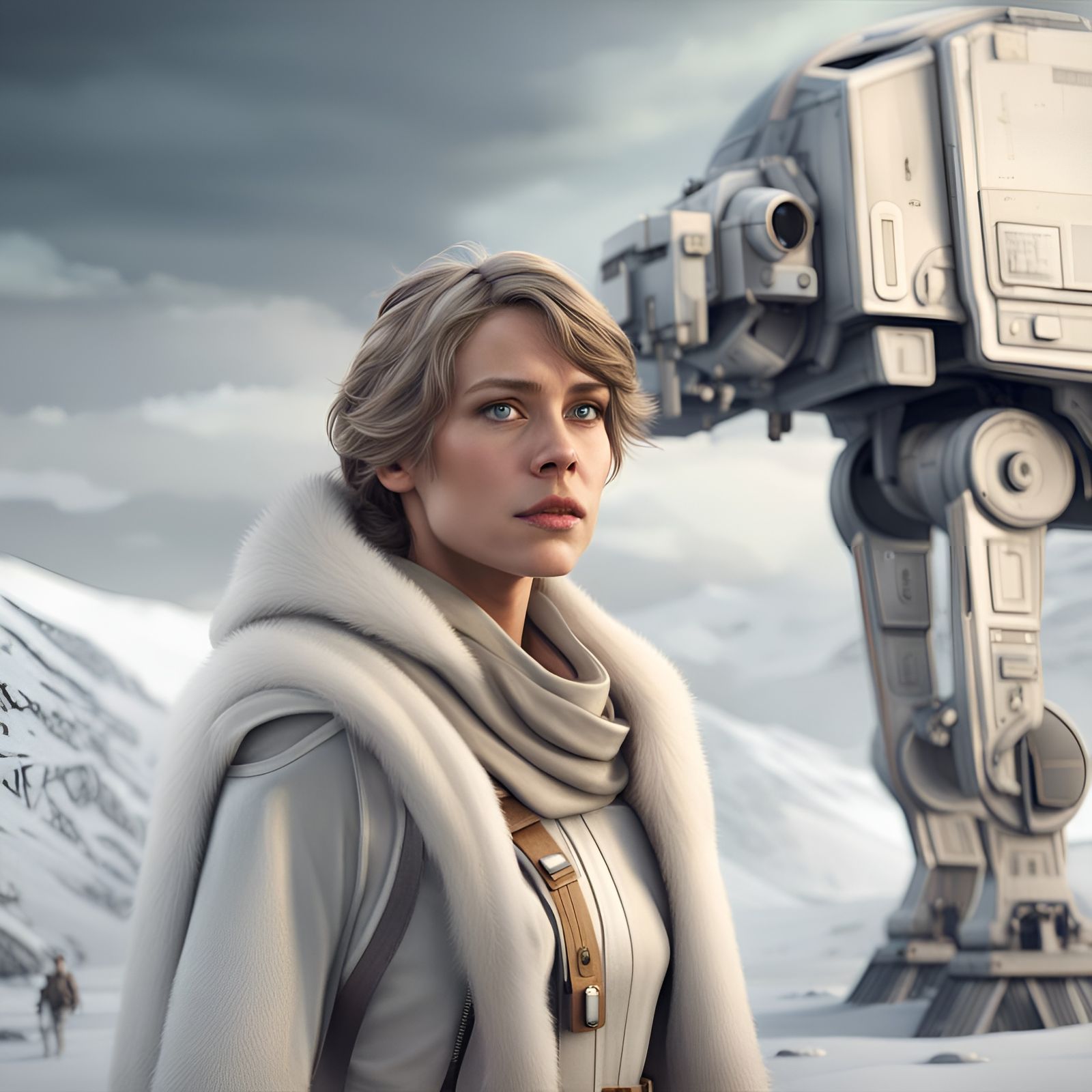 Hyperrealistic Female Pilot in Star Wars Style