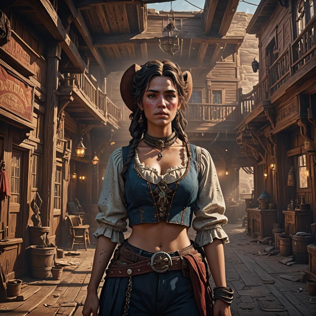 Old West Brothel Scene as Detailed Matte Painting