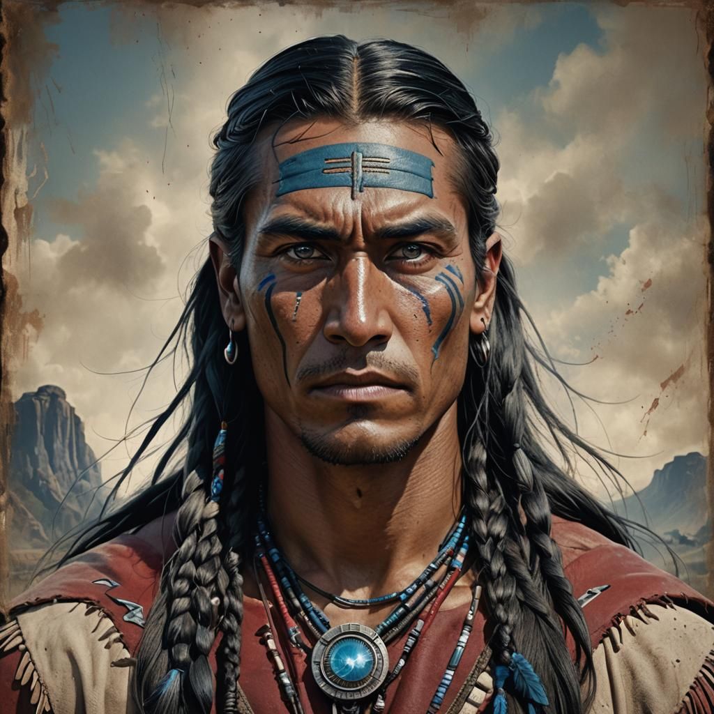 Native American Superhero Portrait in Hyperrealism