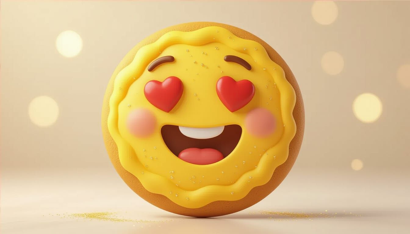 Happy Emoji Cookie with Hearts for Eyes