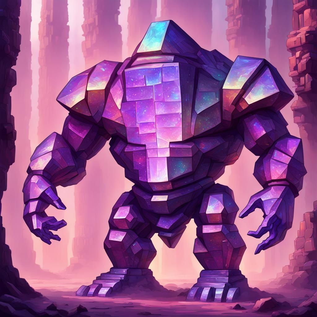 Bismuth Crystal Golem Digital Painting