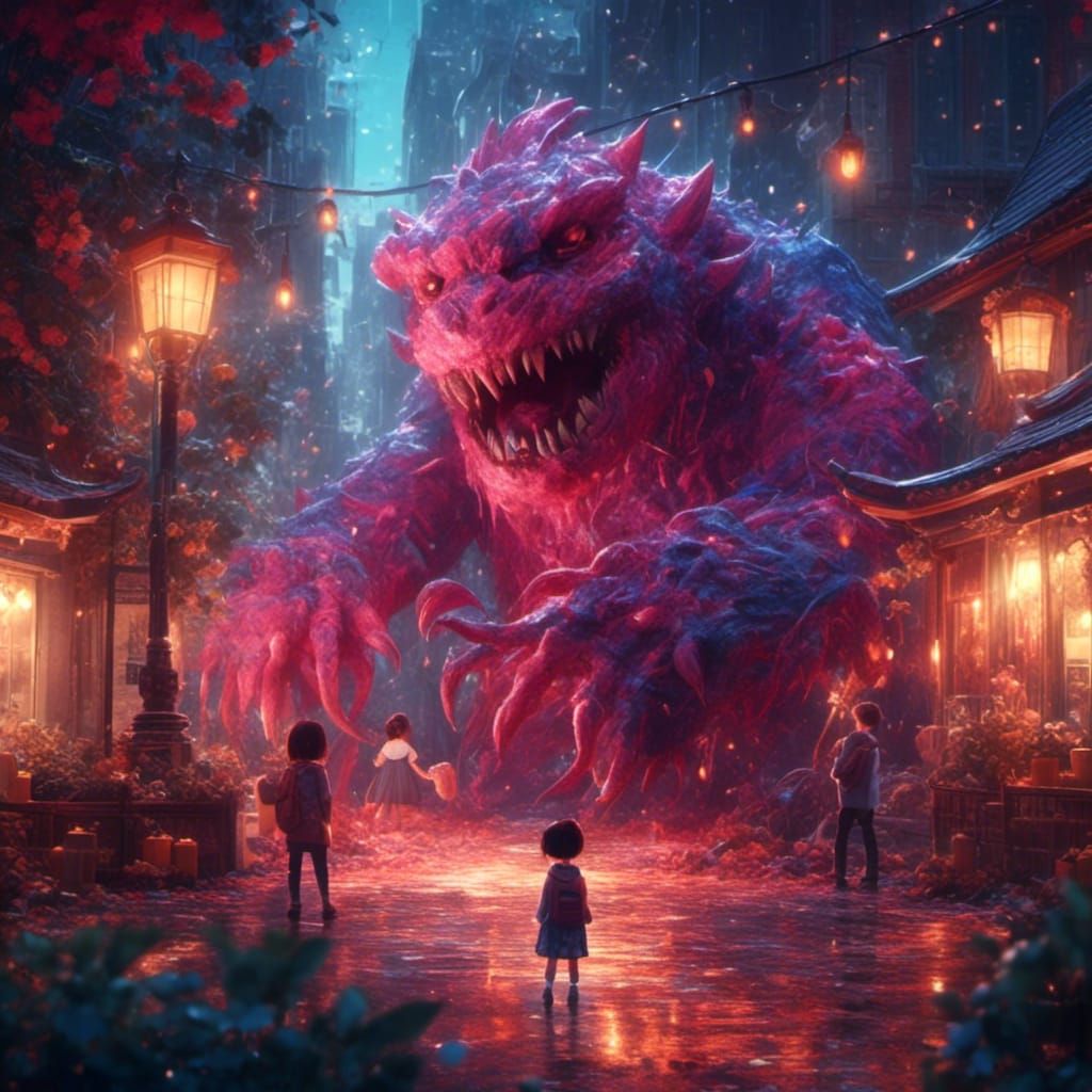 Cute Manga Monster in Cel-Shaded Anime Style