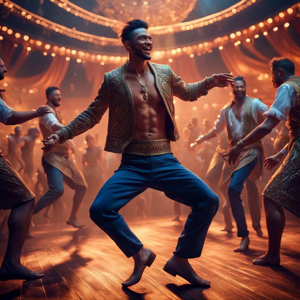 Exotic Men's Dance: Detailed Matte Painting
