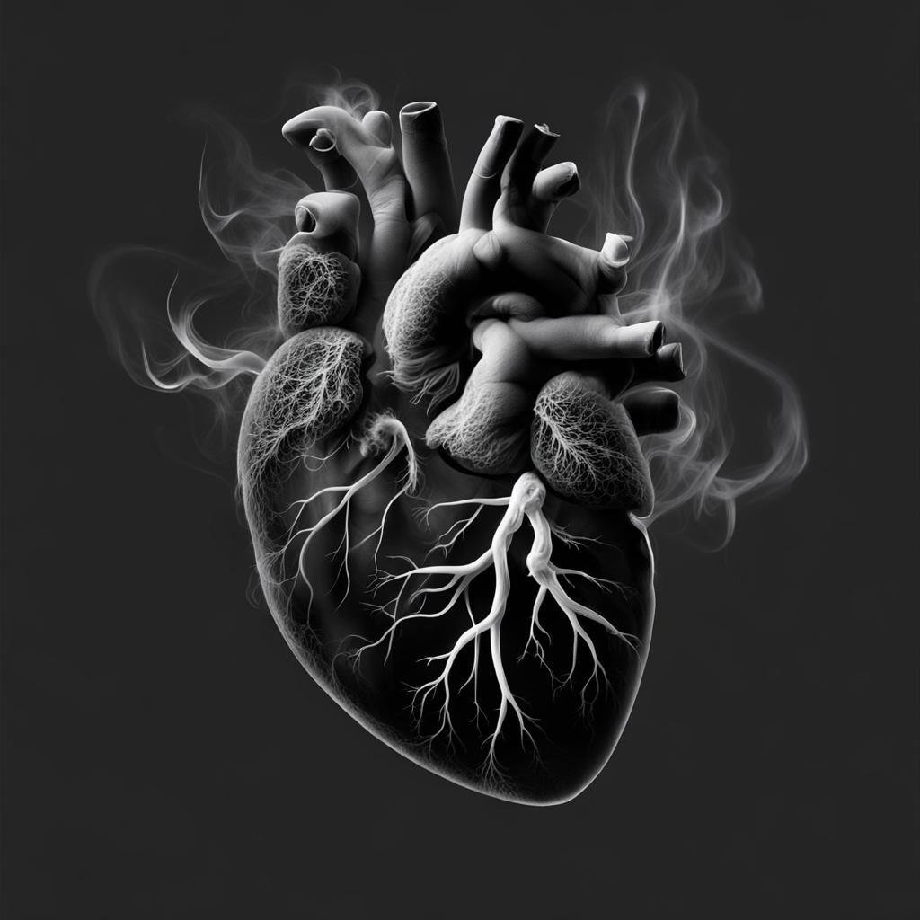 Smokey White Heart Against Black Background