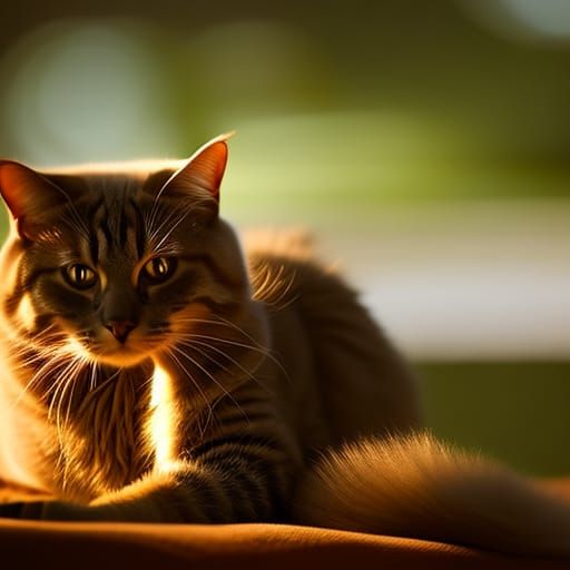 Realistic Photograph of a Tabby Cat Sitting