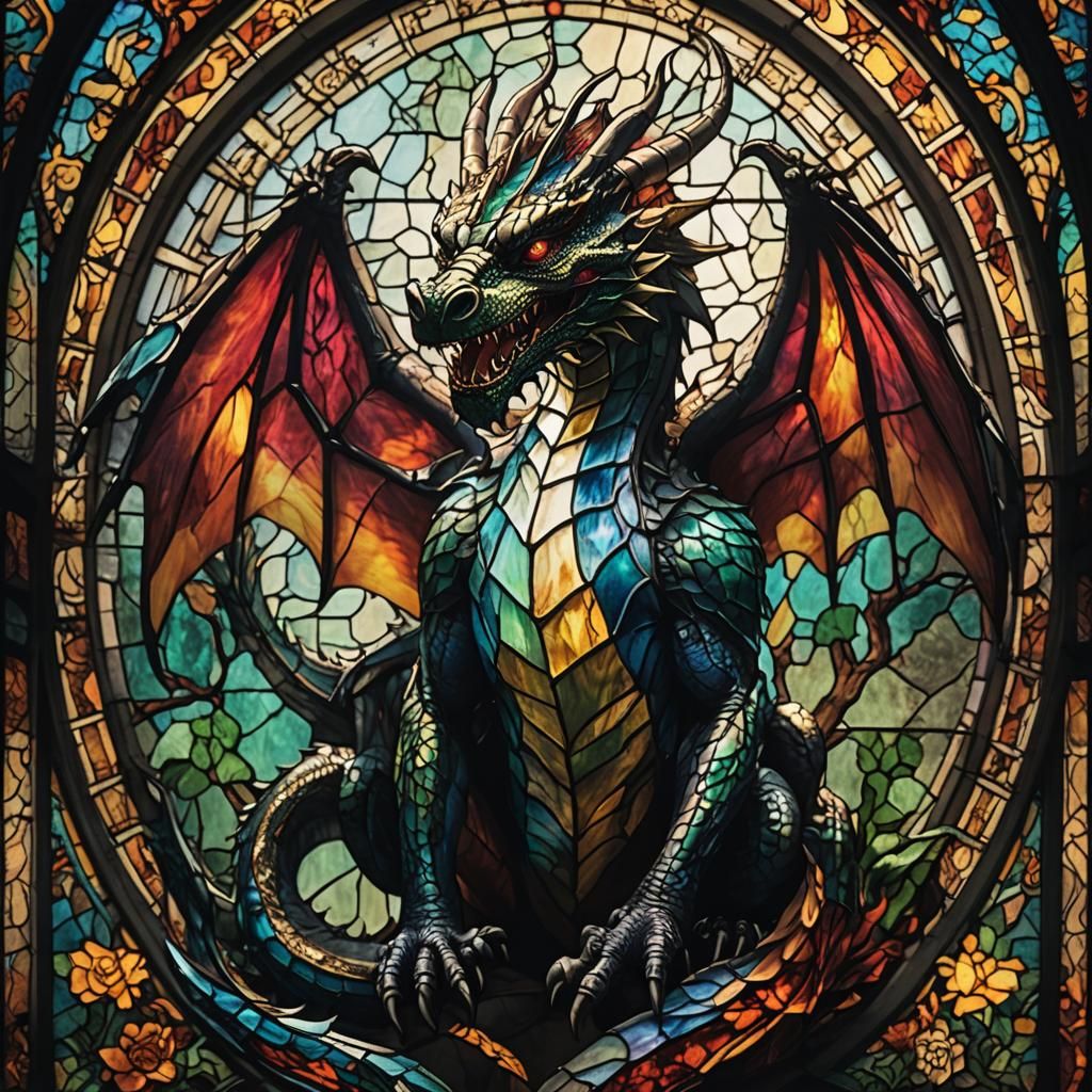Stained Glass Dragon: Cinematic Film Still