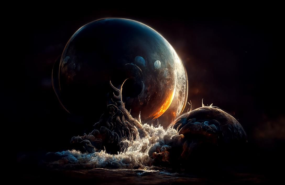 Menacing Moon in Painterly Digital Style