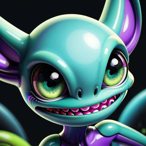 Vibrant Cartoon Alien with Exaggerated Features
