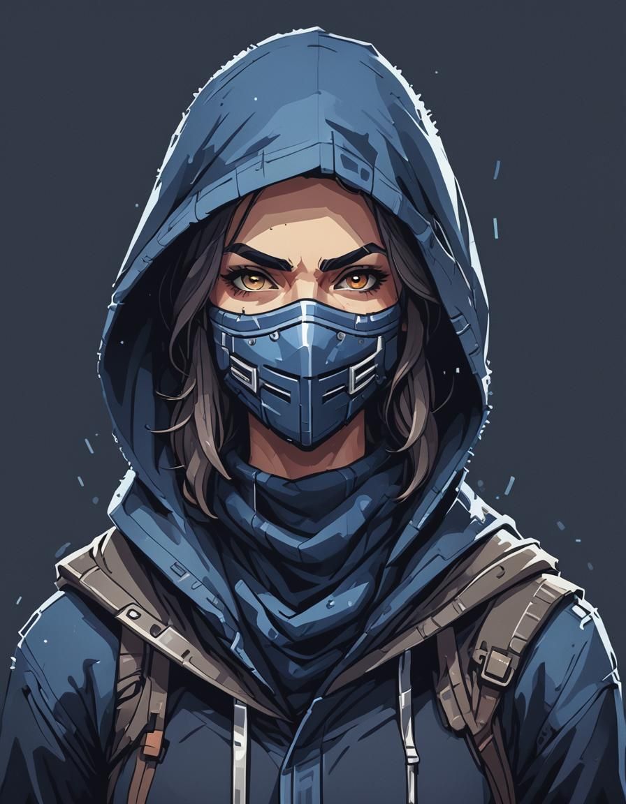 Pixel Art Rogue with Mask and Sly Smirk