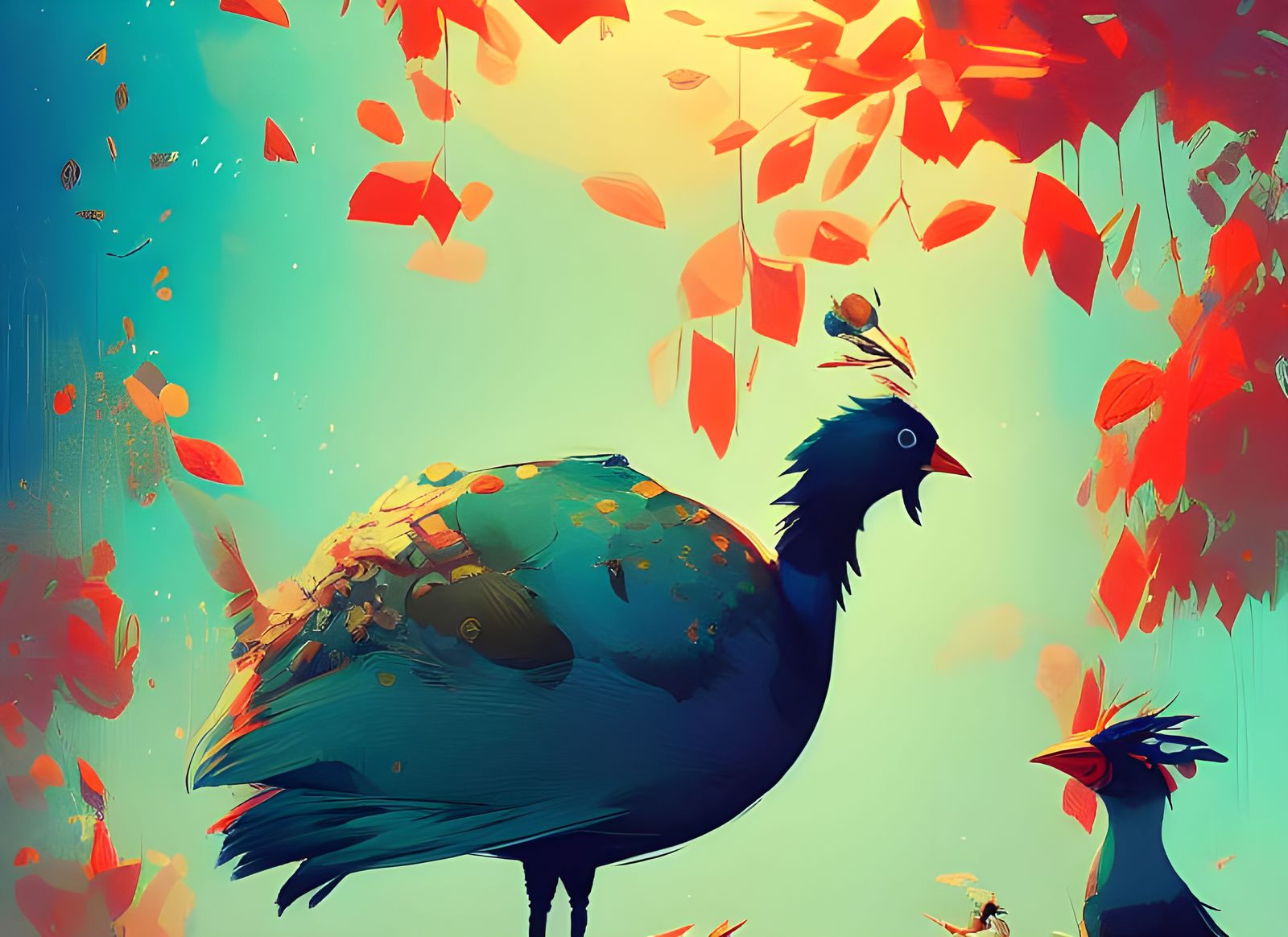 Thanksgiving Turkeys in Composite Art Style