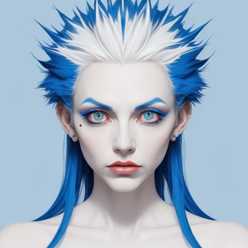 Surreal White Hedgehog Hairstyle in Expressionist Style