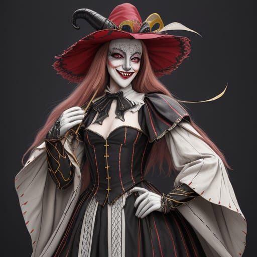 Harlegrim: Distorted Jester Imp with Ornate Harlequin Outfit