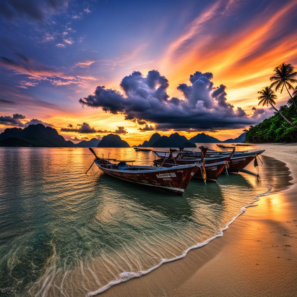 Stunning Beach Sunset in Palawan, Philippines