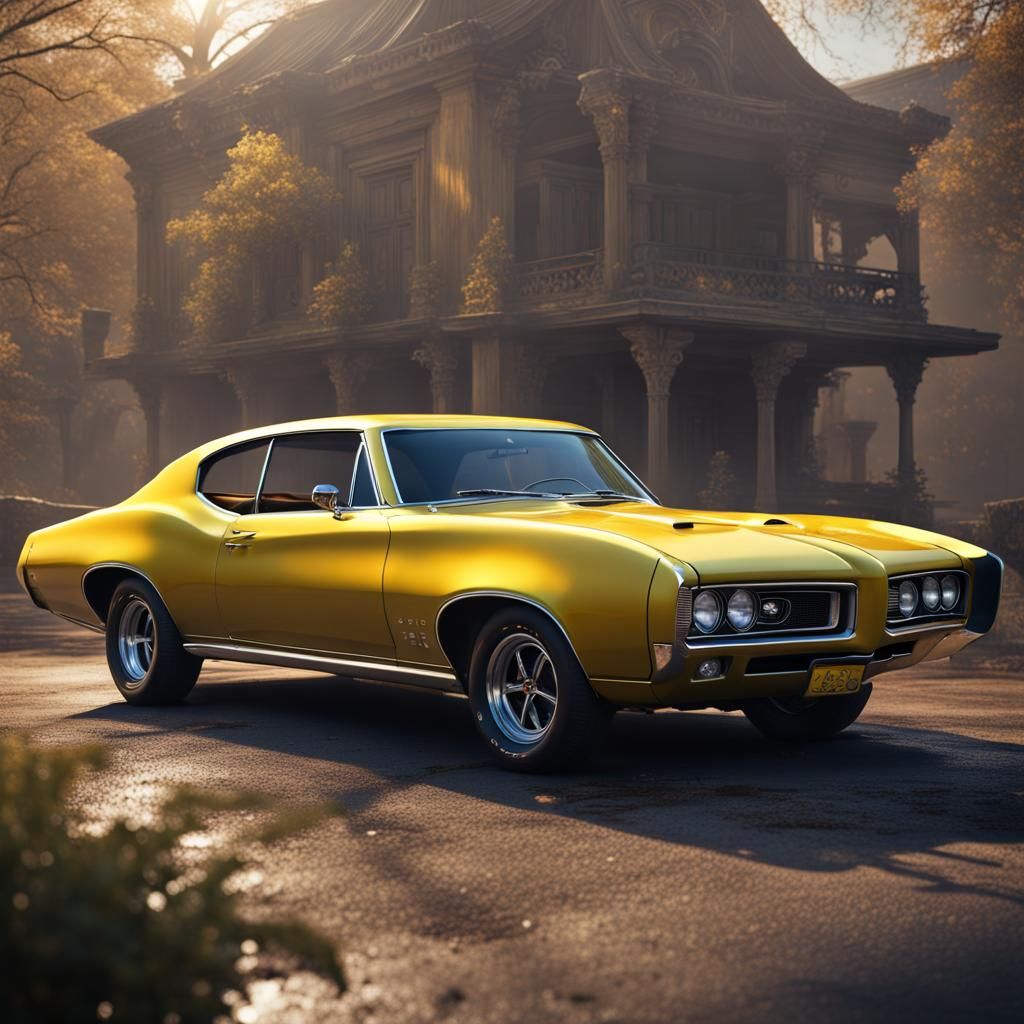 1968 Yellow Pontiac GTO Matte Painting