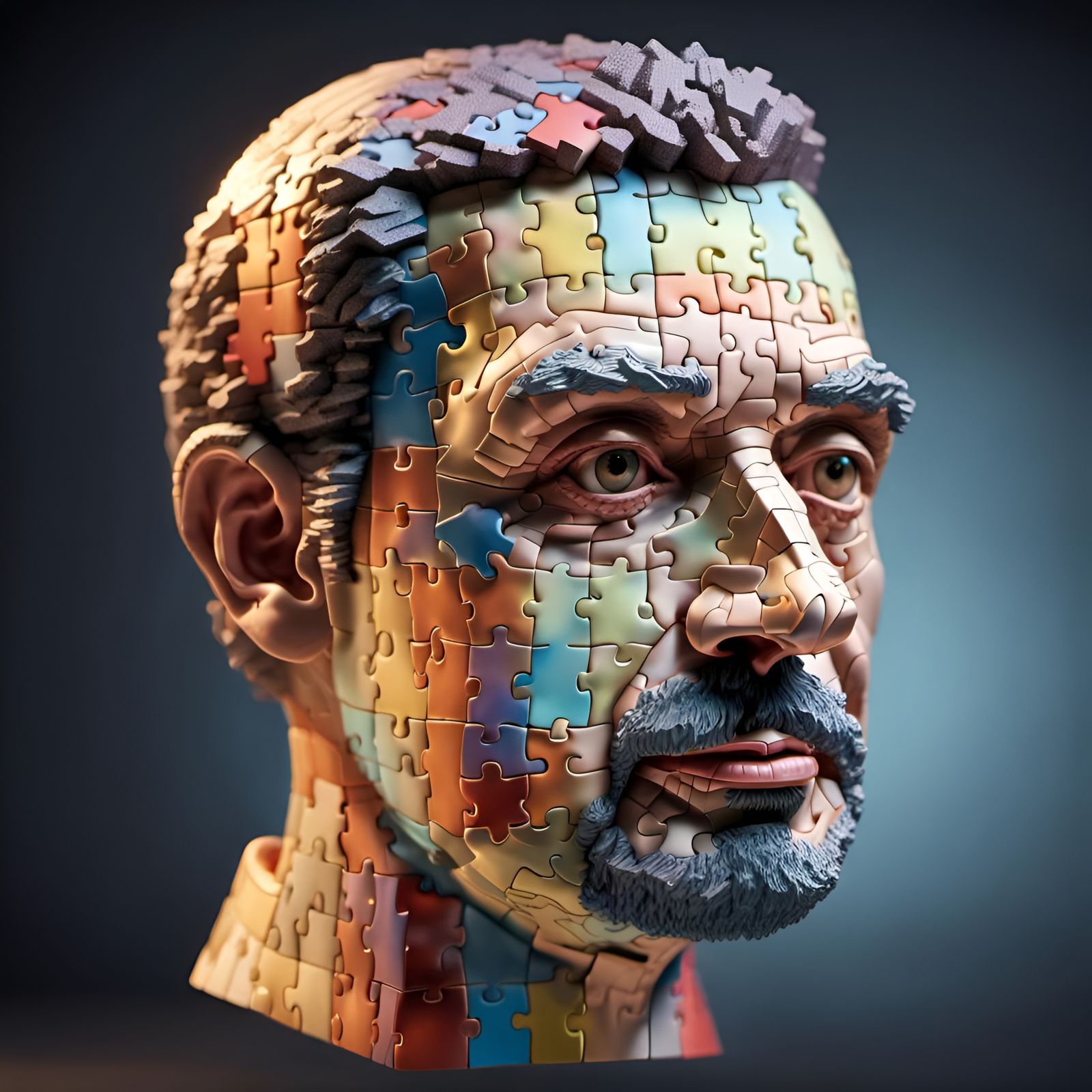 3D portrait of a "puzzled" scientist