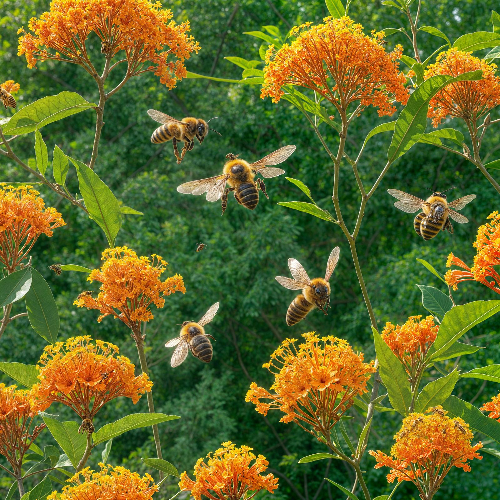 Tropical Bees in a Vibrant Caribbean Morning