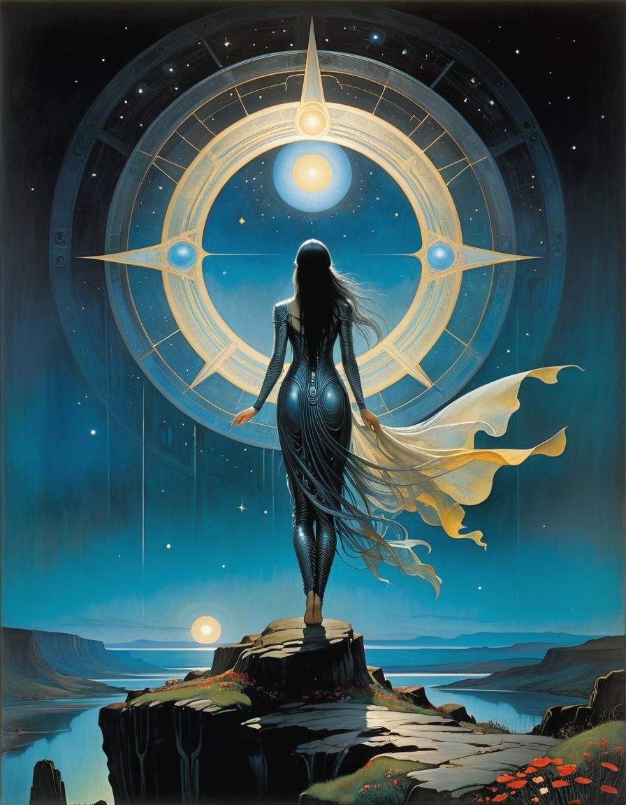 Nacreous Evening Star in Art Nouveau Style