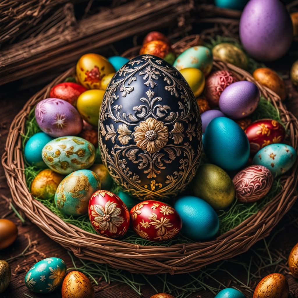 Hyperrealistic Easter Egg with Intricate Details